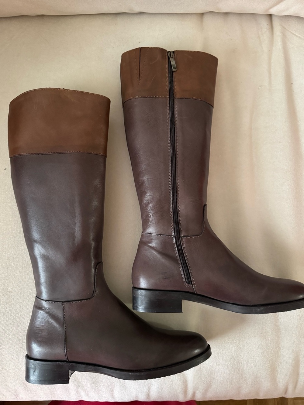 Goccia Italian Two-Tone Brown Leather Boots